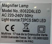 Lampe loupe à LED - lentille de 180mm. - 12 watts - Multirex